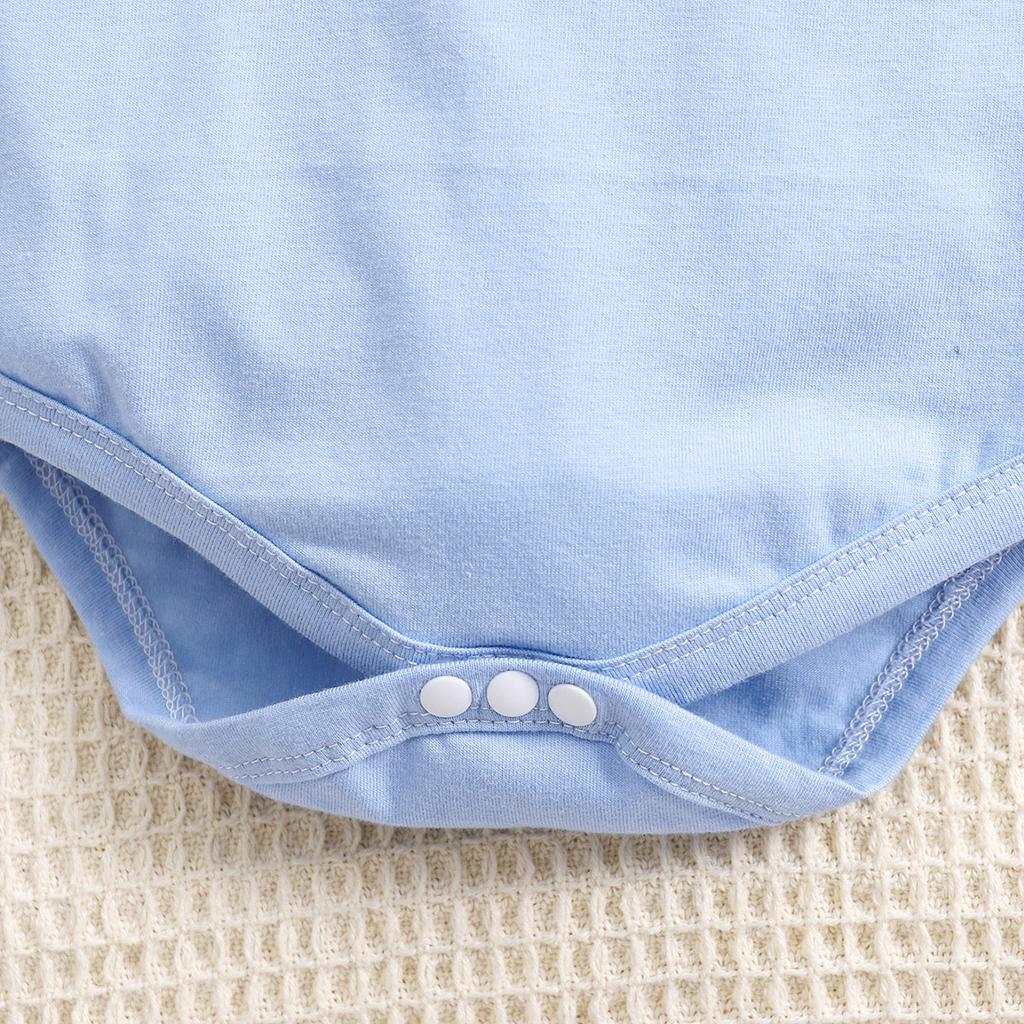 1-18 Months Newborn Baby “Heaven Sent“ Print Cotton Bodysuit Cute Blue Short Sleeve Jumpsuit Onesie