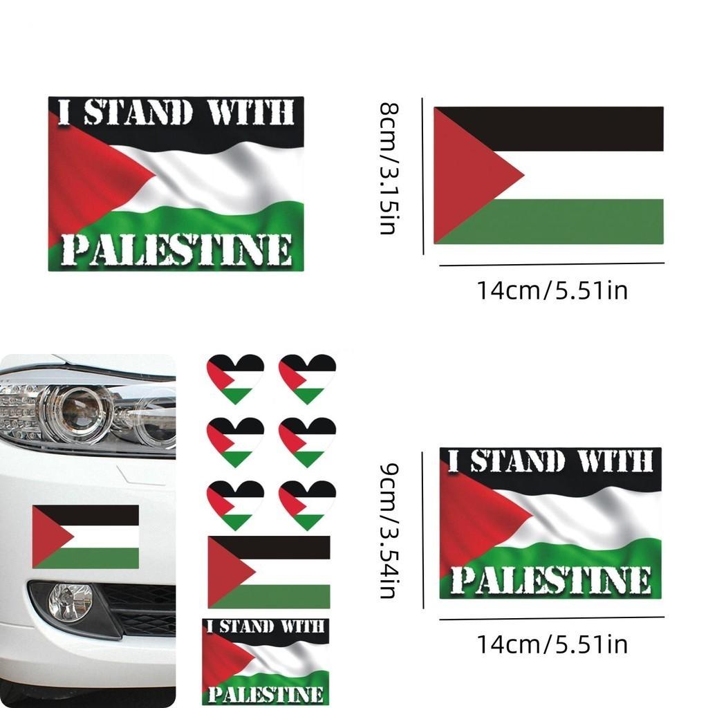 High-quality Pet Material Car Sticker 14cm Palestinian Flag Decal