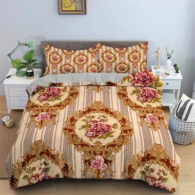 Juego de Funda Nórdica Floral Estilo Barroco Lujoso Juego de Ropa de Cama con Flores Exóticas Microfibra Funda de Edredón Individual Queen Para Adolescentes Niñas