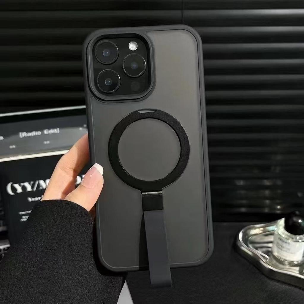 Luxury Matte Hand Wrist Strap Phone Case for for Magsafe iPhone 17 16 15 14 Plus 13 12 Pro Max 11 Magnetic Holder Stand Cover