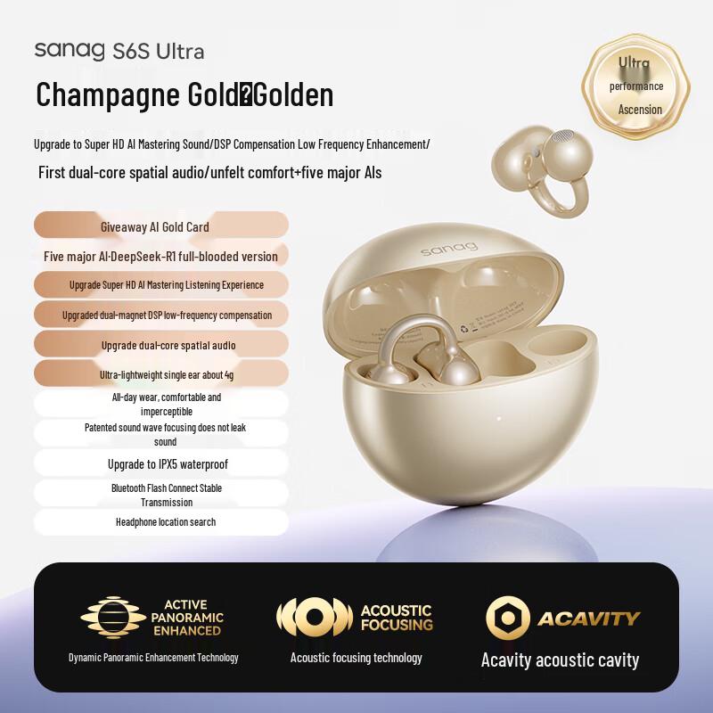 

SANAG S6S Ultra Open-Ear Wireless Clip-On Sports Headphones