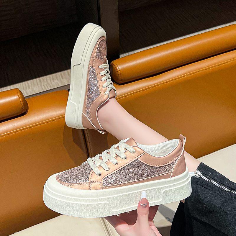 Casual shoes women's super hot new trend fashion pearl breathable lightweight platform women's board shoes 2025 spring explosion