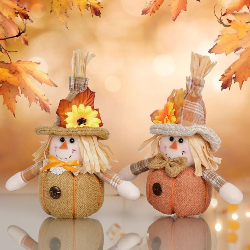 Festival Scarecrow Figurine With Soft Fabric Materials Seasonal Home Decoration for Kids Room Office Desk Accessories