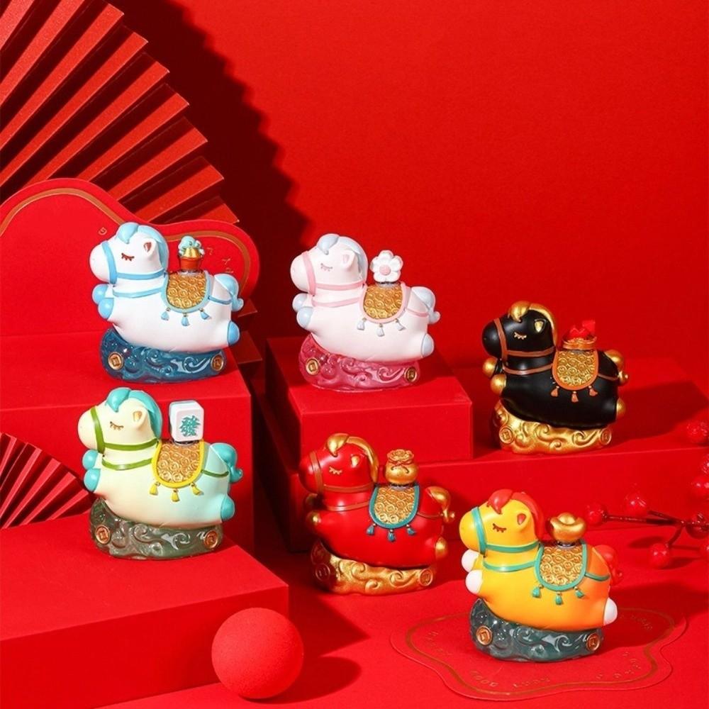 Rotatable Pony Ornament Kawaii Horse Mascot DIY Craft Zodiac Horse Figurines  Desktop Display