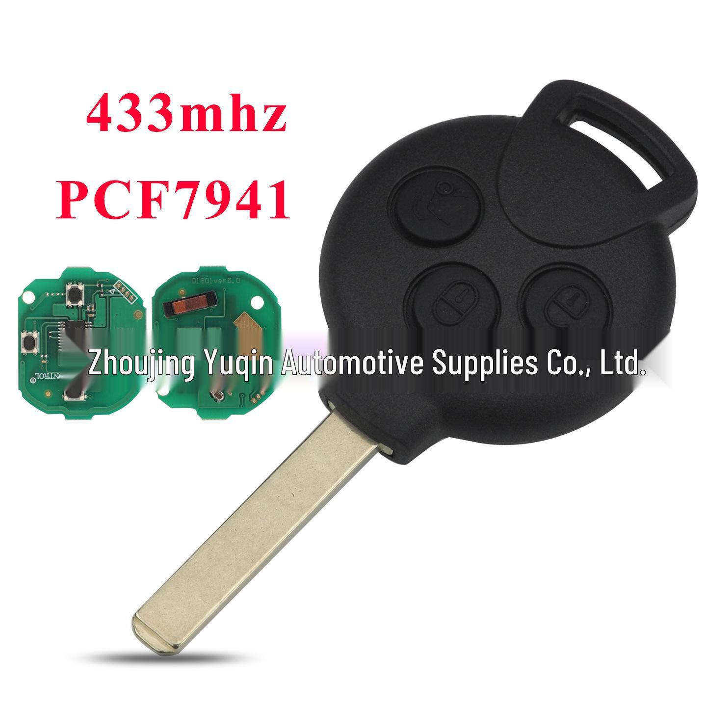 3-кнопочный пульт-ключ Mercedes Smart Fortwo (433 МГц, Совместим с PCF7941)