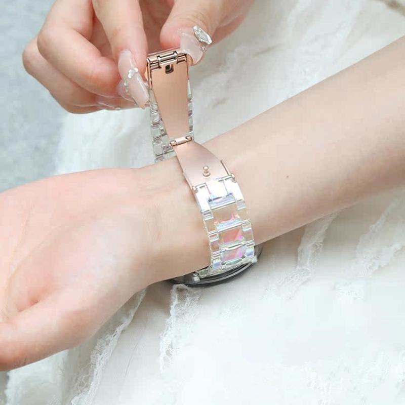 Women Bracelet for Samsung Galaxy Watch 7 6 5 4 40/44mm 5Pro 45mm Clear Laser Band for Huawei Watch GT2-3 42mm/Amazfit GTS 2-3-4