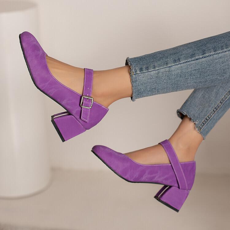 Large size Mary Jane shoes women's new spring and autumn design sense niche thick heel women's single shoes buckle shoes women