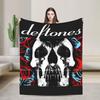 Deftones Alternative Metal Band Skull Flannel Blankets Soft Throw Blanket for Living Room Travel Bedspread Sofa Bed Cover