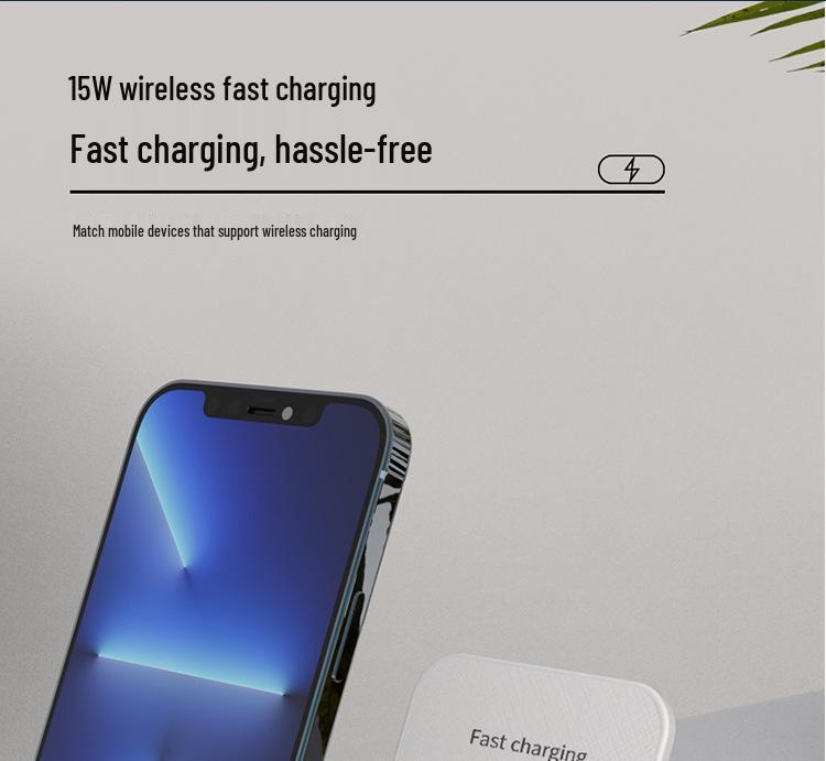 Foldable 15W Wireless Charger Stand for Apple Phone - Desktop Fast Charger