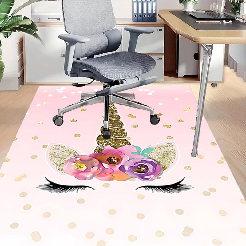 1PC Unicorn Flowers Non-Slip Floor Carpet, Office, Family, Bedroom, Studio - Large Area Rug, Vibrant Colors, Longlasting Material-X406