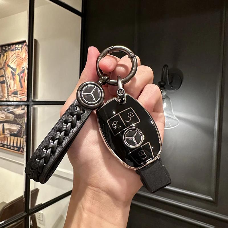 ULA5 Car Key Case Shell Fob For Mercedes Benz A C E S G Class GLC CLE CLA GLB GLS W177 W205 W213 W222 X167 AMG Keychain