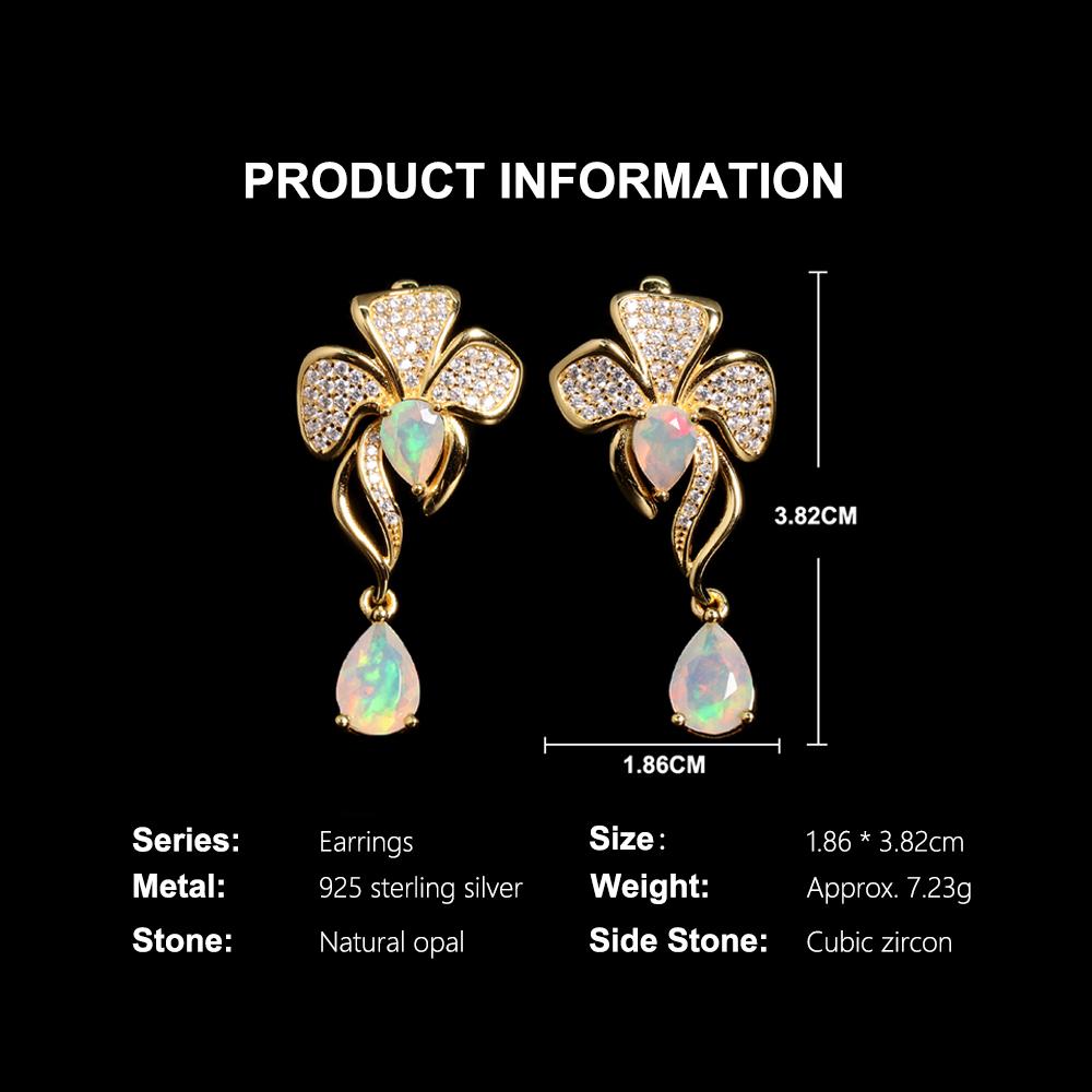 Cercei inel cu design floral opal etiopian natural pară 5*7mm argint sterling 925 set de bijuterii fine pentru banchetul femeilor cadou de petrecere