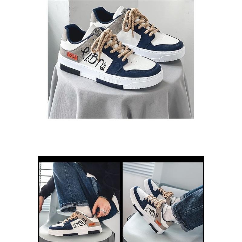 Men's Casual Platform Sneakers Lace Up Fashion Skateboard Shoes For Daily Wear