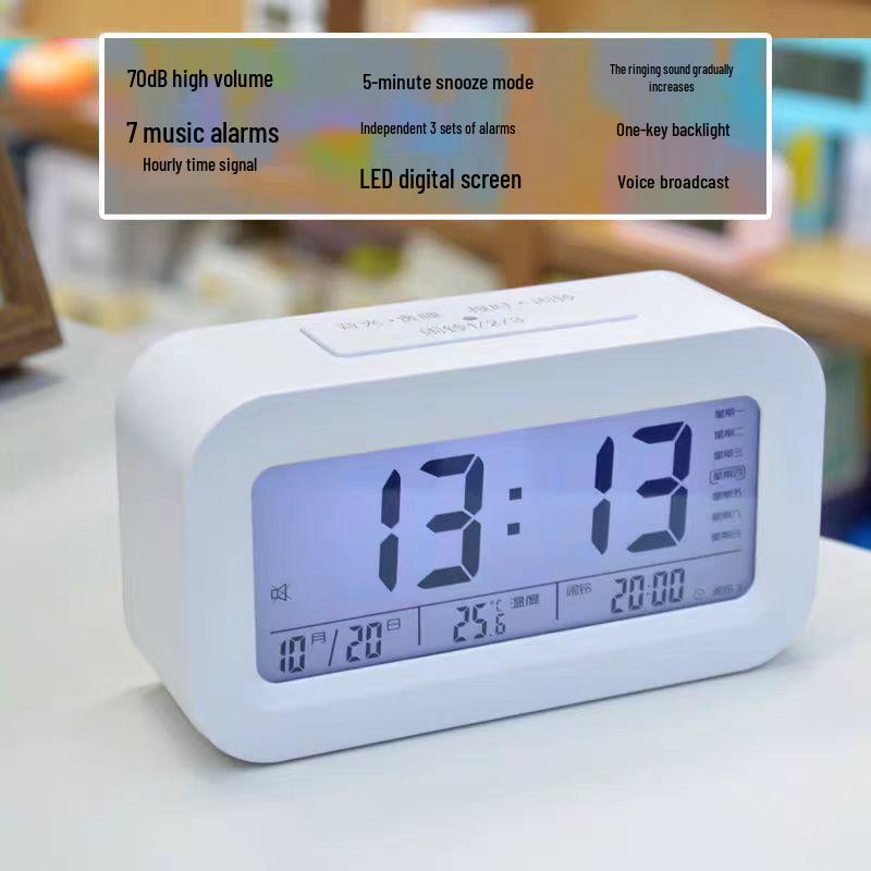 Smart Multi-functional Desktop Alarm Clock with Mute Mode and Long Battery Life