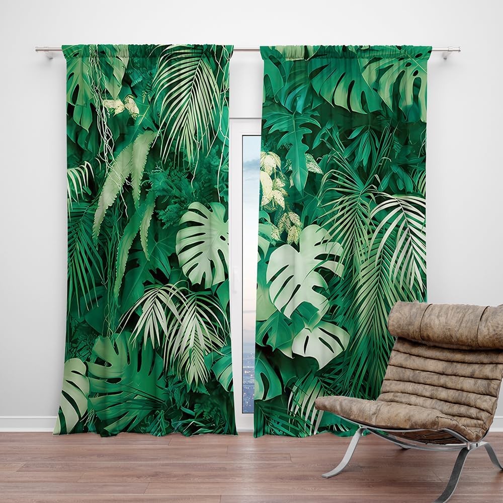 Tropical Palm Leaves Summer Window Curtain Plant Jungle Garden Nature Eco Theme Plant Living Room Balcony Bedroom Decoration