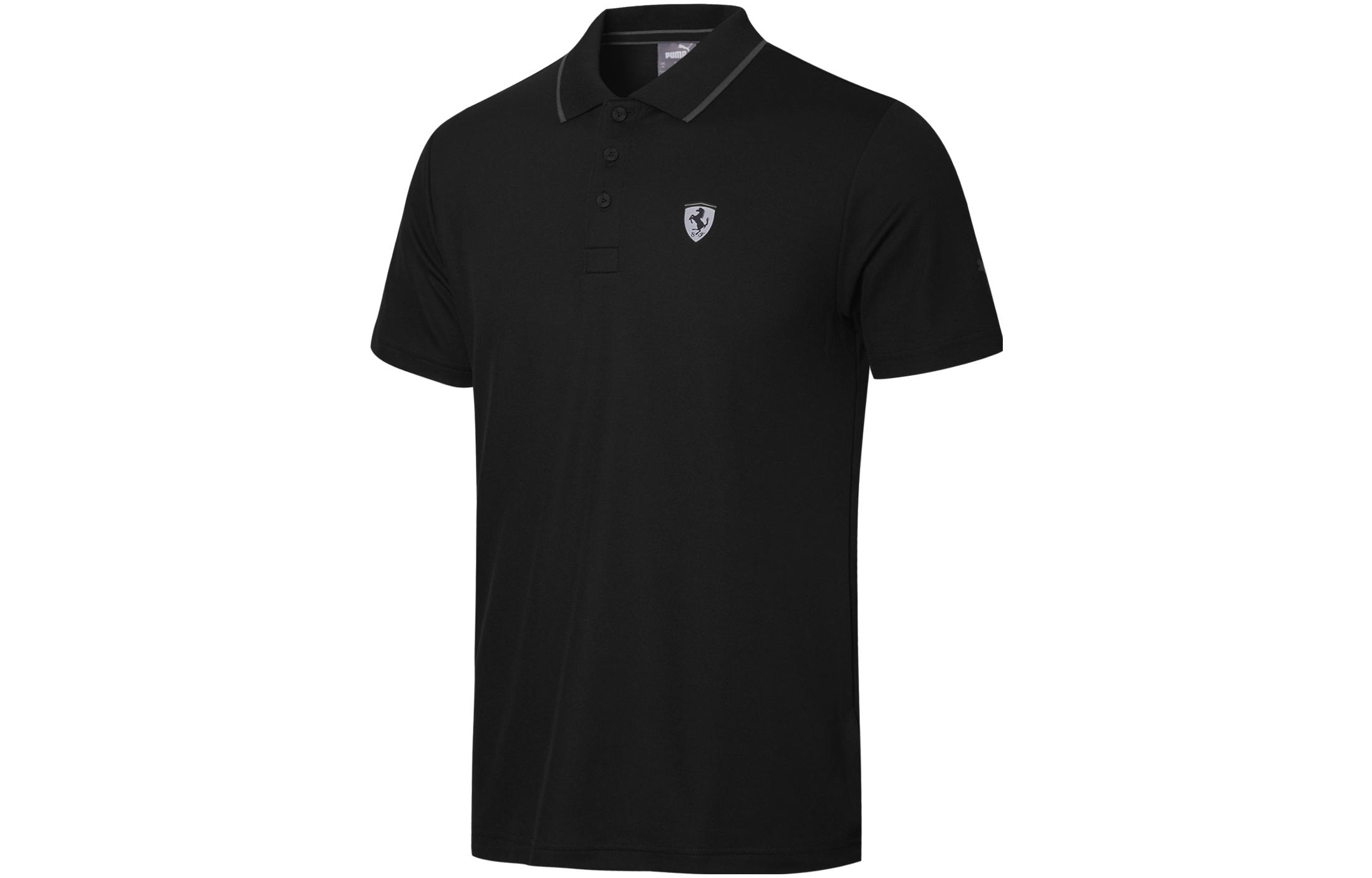 PUMA X FERRARI Polo Shirts Men s Black Polo Collar Moderate Straight Fit 596124-01 XS