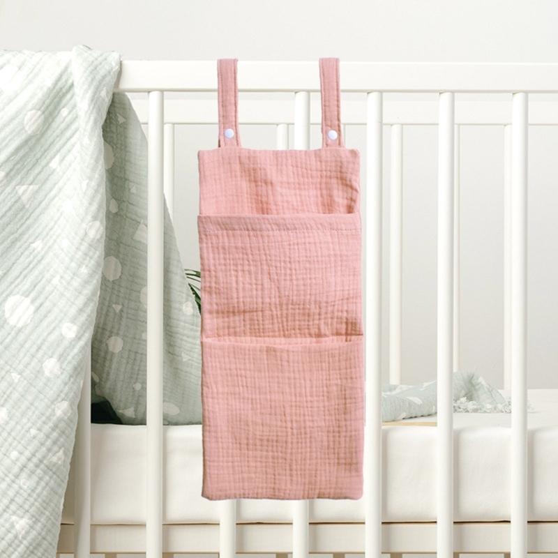 Breathable Infant Bed Hanging Storage Bag Large Compartment 2-Pocket Organsier Case for Baby Supplies and Accessories