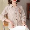 2026 New Striped Seven-Sleeve Shirt for Middle-Aged Women - Spring/Summer Fashion for Moms