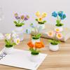 2 Pcs Knitting Crochet Bell Orchid Flowers Potted Plants for Wife Girlfriend and Women, Handmade Flowers for Car Decoration Home Decoration