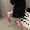 Franska tunna klackar väska huvud halvtofflor dam sommarplagg 2025 sommar nya spetsiga högklackade fé coola tofflor