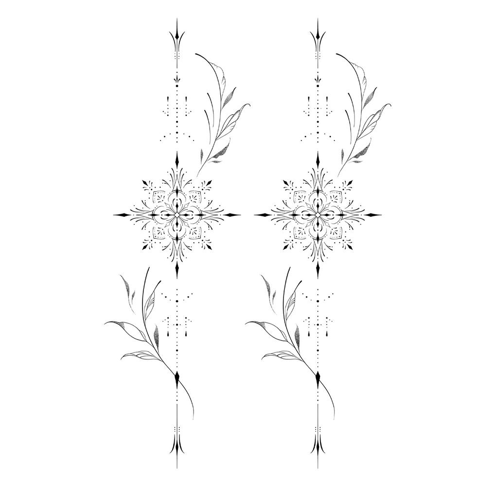 Advanced Sense Domineering Personality Thorn Totem Ribbon Sun Moon Stars Flower Lines Tattoo Sticker