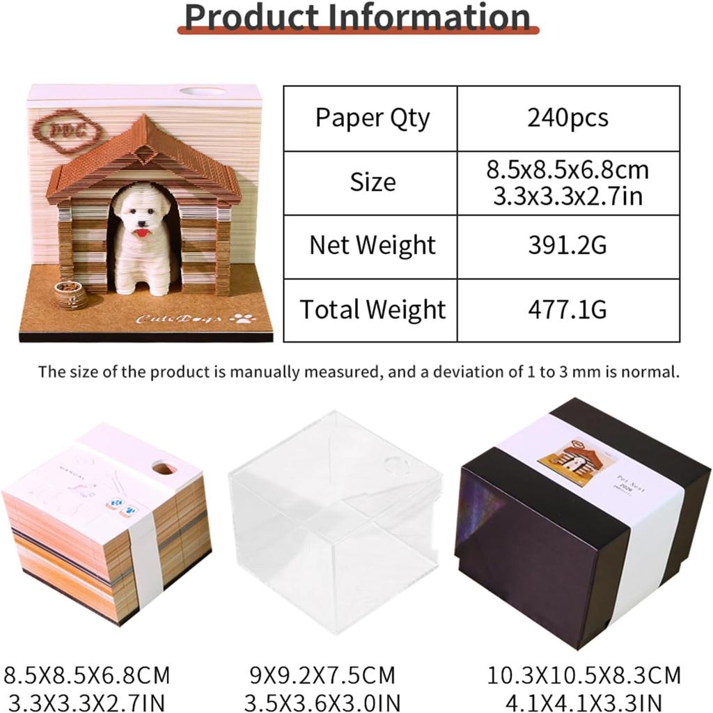 3D Calendar 2026, Time Piece Calendar 2026, Tear-Away 3D Paper Art Notepad With LED Lights, Creative DIY Paper Carving Memo Pad, Perfect for Home or