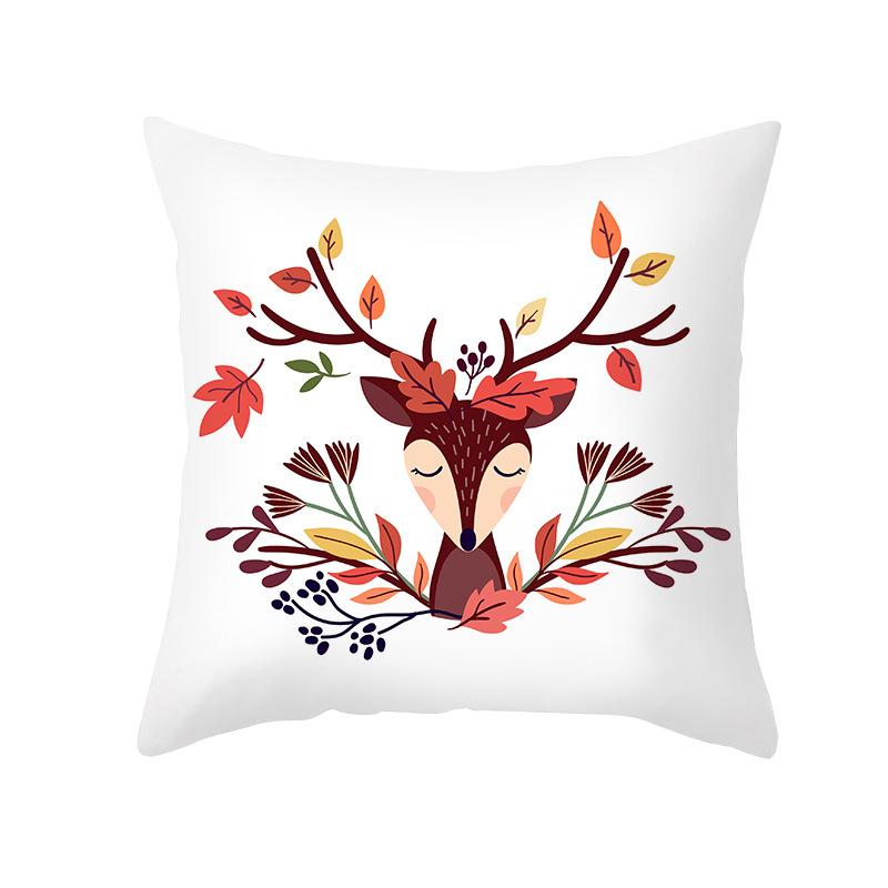 Yellow Thanksgiving Pillow Home Cartoon Animal Sofa Cushion Cover Peach Skin Office Cushion Cover