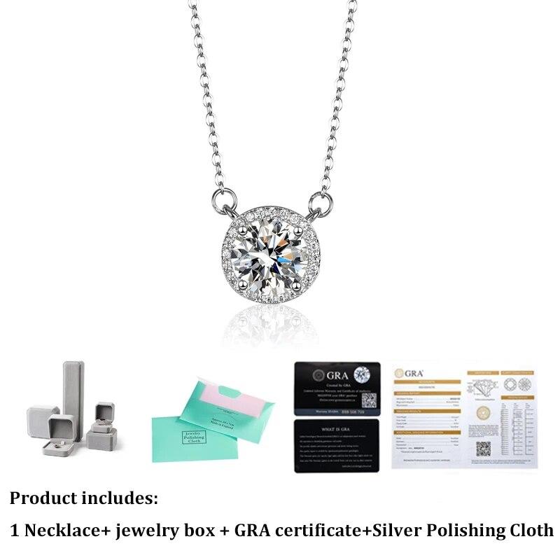 

Новый настоящий муассанит круглый кулон ожерелье D цвет VVS1 лабораторные бриллианты стерлингового серебра S925 для женщин свадебные ювелирные украшения 6.5mm 1.0ct D Color