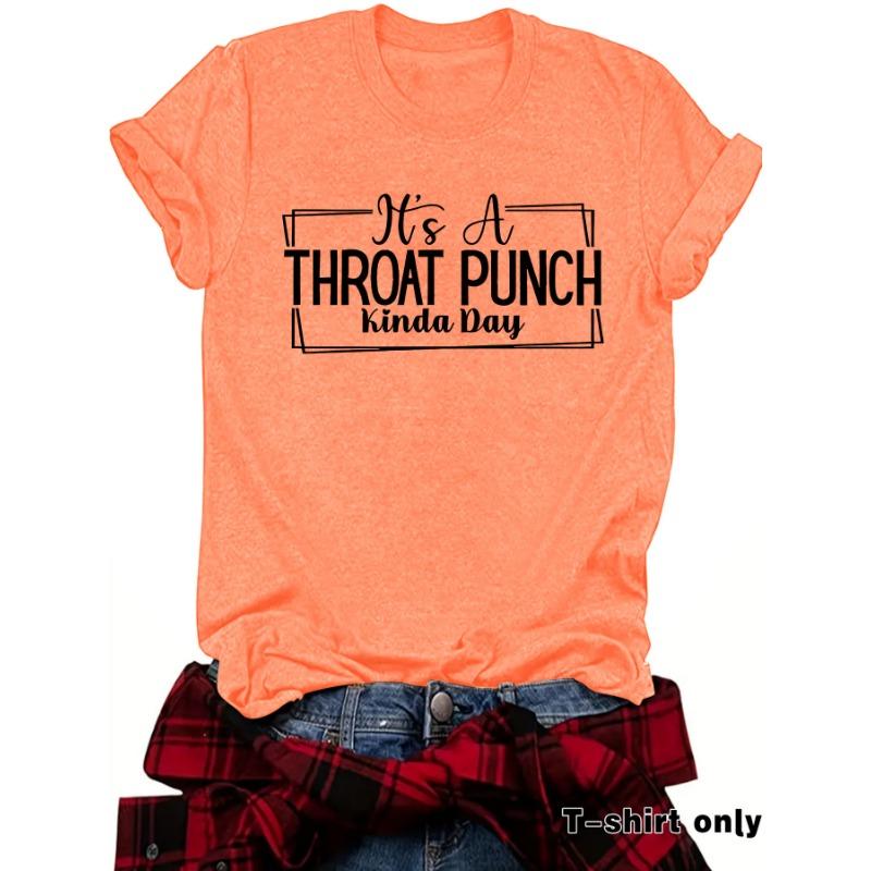 Summer Round Neck 3D Letters' THOAT PUNCH ' Print Top Fashionable Casual Short Sleeved Women's T-shirts