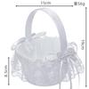 WTEMPO White Wedding Flower Girl Basket Hand-held Bow Flower Basket Lace Brim Decorative Small Basket Parties Weddings Supplies