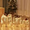 Illuminated Christmas Deer with Cart Gift Set - Festive Window Decorative Ornaments