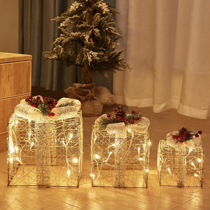 Illuminated Christmas Deer with Cart Gift Set - Festive Window Decorative Ornaments