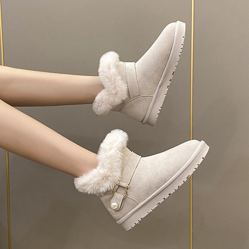 

Зимние ботинки женские 2025 года, новые зимние теплые меховые с интегрированным флисом, утолщенные ботинки из хлопка Northeast Large 35 чёрный