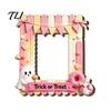 Picture Display Frames Halloween Photo Frame Refrigerator Magnet, Ghost Pumpkin Magnetic Holder Holder, Wooden Decorative for Holiday Party Kitchen