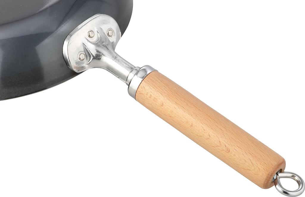 Wahei Freiz Black Iron Frying Pan 22cm Compatible Wooden Handle Made in Japan Selected Materials Tsubame-Sanjo IH/Gas GR-9747