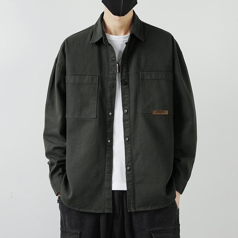 Spring New Casual Loose Trendy Jacket Men's Work Shirt Washed Denim Shirt Jacket