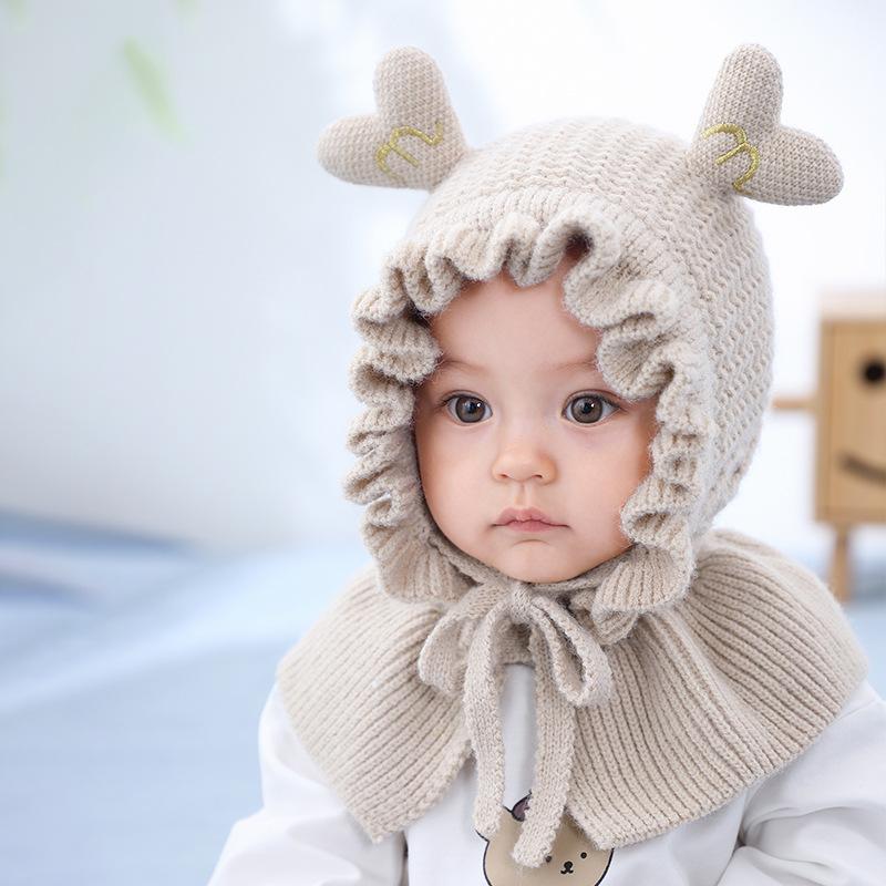 

Winter Warm Wool Beanie Hat for Girls Cute Baby Boys Ear Protector Cap Outdoor Windproof Hats Kids Headwear Accessories 6-24M One Size хаки