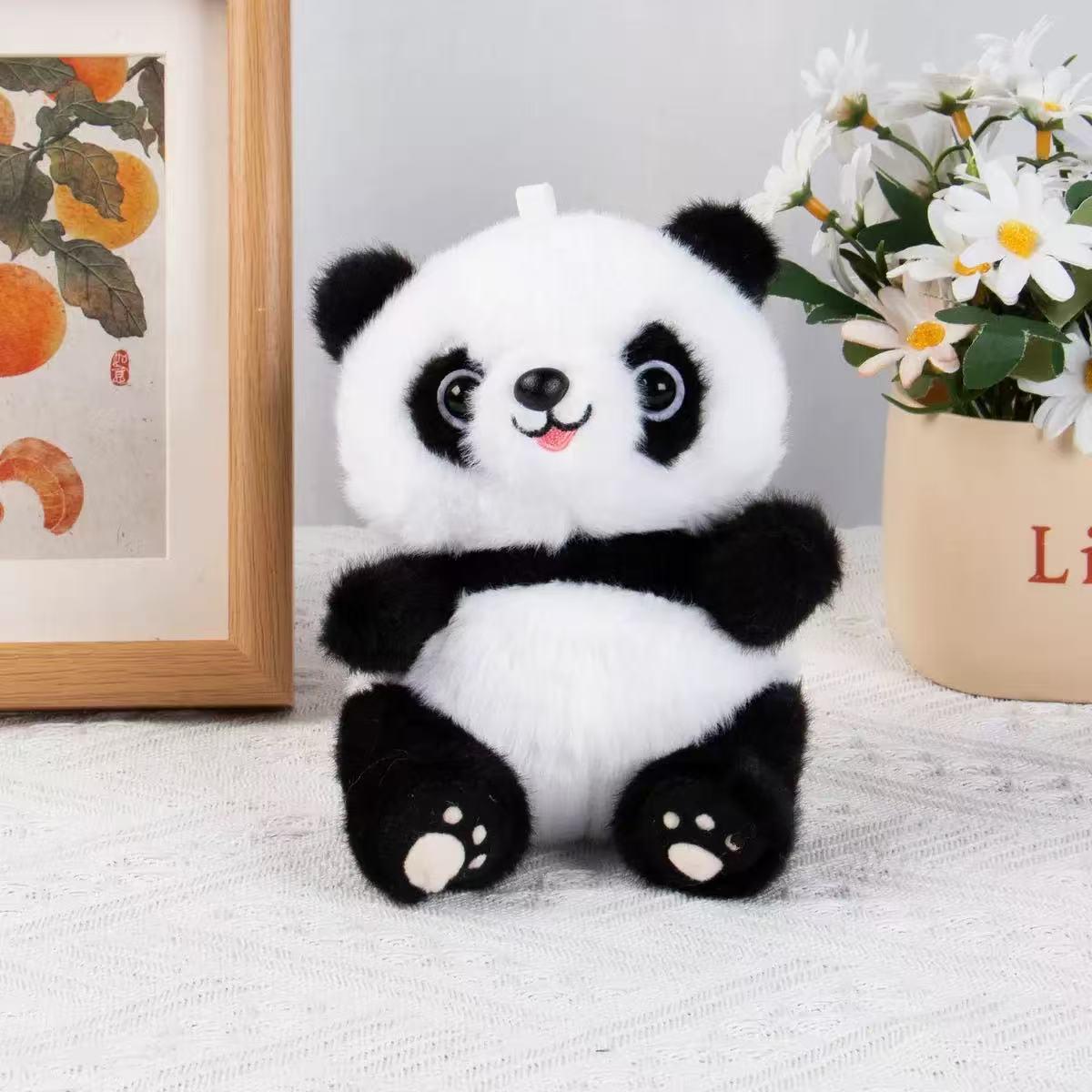 Panda Plush Hanfu Doll Pendant - Giant Panda Toy Gift with Logo Print for Weddings 15cm Without Strap
