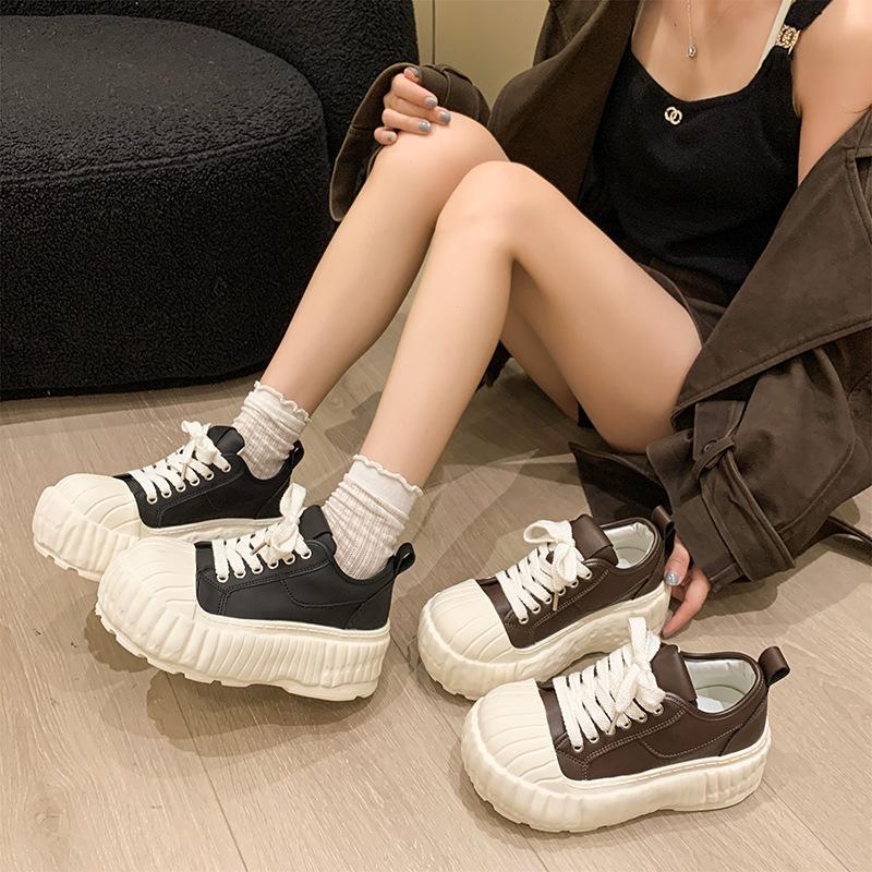 Platform Canvas Shoes Women's 2025 Spring and Summer New Foot-stepping Two Wear Ugly Cute Casual Cookie Shoes Lightweight Height-increasing Muffi