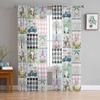 Easter Spring Colored Egg Bunny Sheer Tulle Window Curtains For Living Room Bedroom Kitchen Veiling Curtain Home Decoration