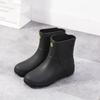 Fashion men's rain shoes medium tube rain boots non-slip water shoes short tube fleece rubber shoes kitchen car wash fishing work shoes