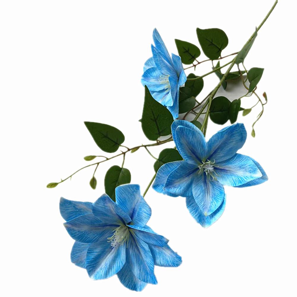 One Artificial Clematis Flower Branch 3 Heads Real Touch Passion Blossom for Wedding Party Floral Decoration