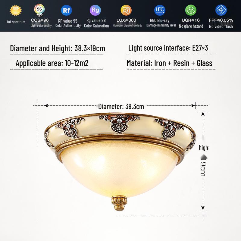 European Retro Dimmable LED Ceiling Light for Hallway, Balcony, or Bedroom