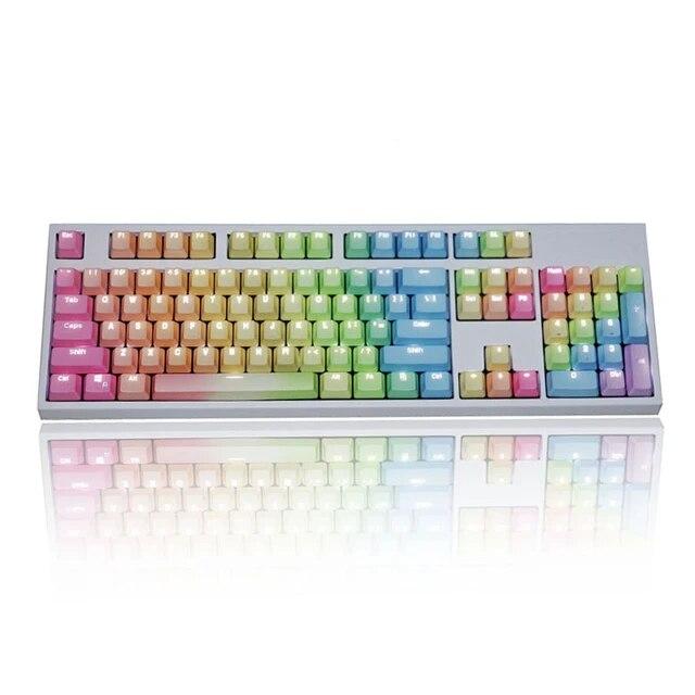 Barvy duhového přechodu Mechanická klávesnice Klávesnice PBT Ergonomické 104 kláves Olejivzdorné Náhradní krytky kláves pro dívku