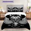 Motorcycle Club Emblem Bedding (1 * Duvet Cover + 2 * Pillowcase, Without Core) 2D Flat Duvet Cover and Pillowcase Bedding Set Soft and Comfortable