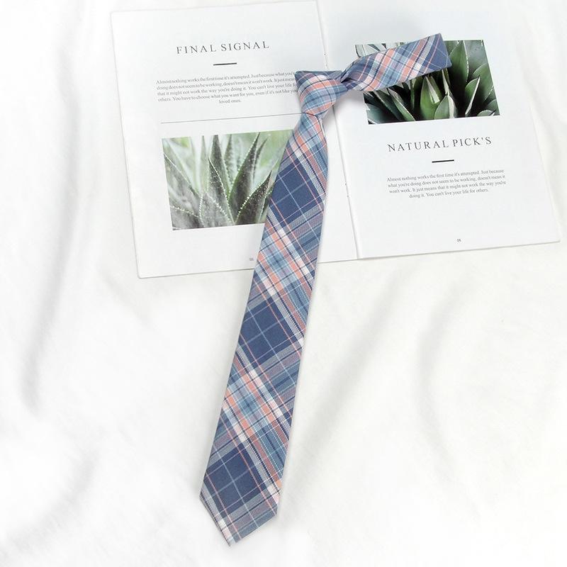 Lemon Sea Salt Plaid School Uniform Tie - Handmade Japanese Academy Style for Men & Women
