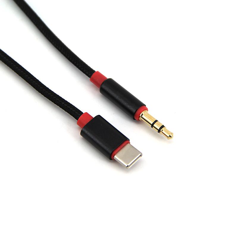 Type C male to 3.5mm 3 pole male Audio Cable Adapter Nylon For USB C Earphone Jack Aux 1M Wire For Phone Car Stereo Speaker