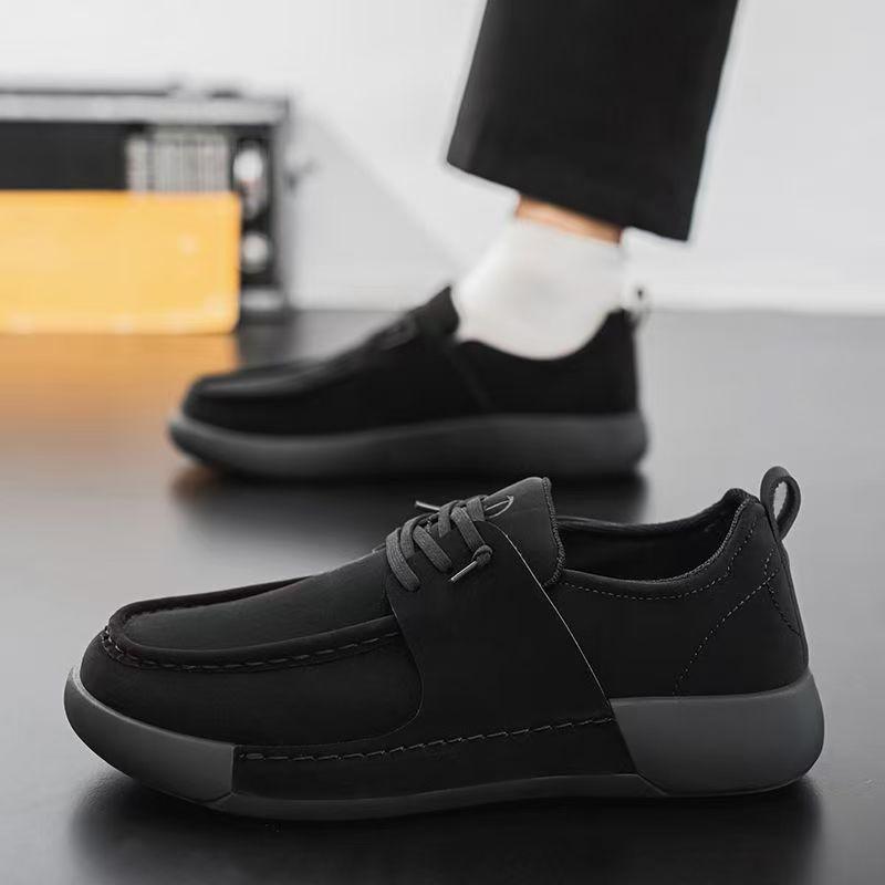 

Мужские повседневные кроссовки Четыре сезона Кожаные студенческие туфли Папины кроссовки Лоферы 39 чёрный