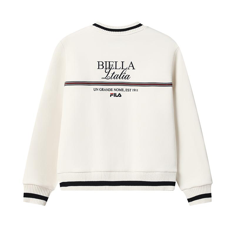 Fila Heritage Fashion Classic Comfortable French Knit Pullover Sweatshirt Women Sweatshirt Fog-Lotus-White F11W548202FIV