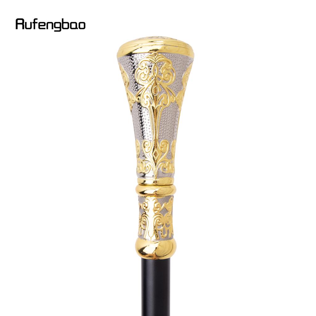 Guld Silver Lyx Blomma Runt Handtag Mode Promenadkäpp för Fest Dekorativ Promenadkäpp Elegant Knopp Kräkla Knopp 93cm